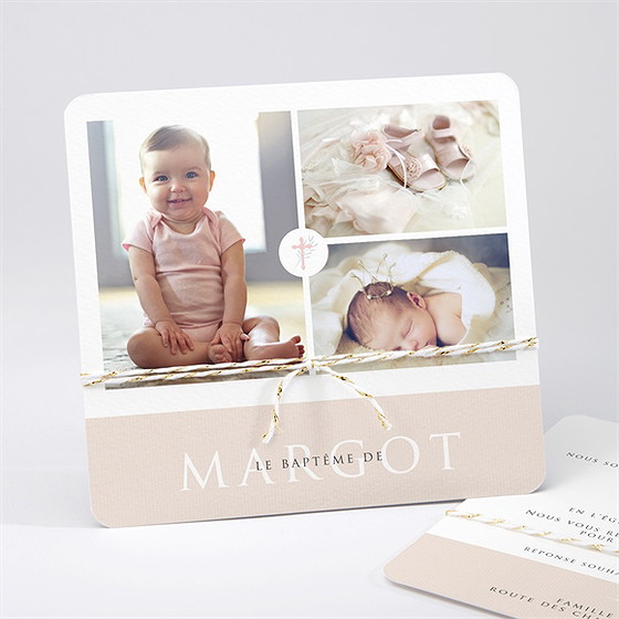 Faire-part de baptême poésie minimaliste