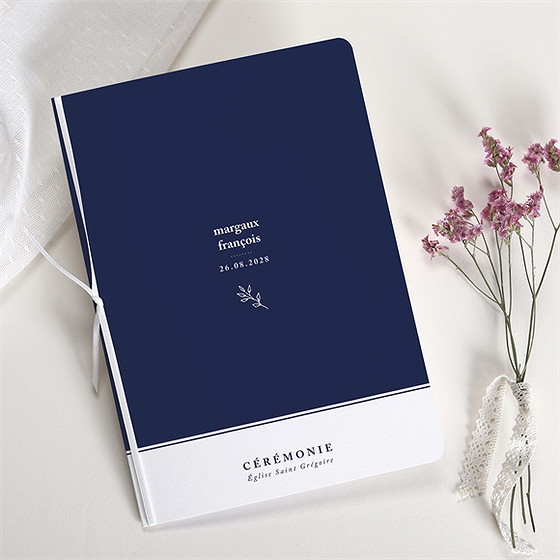 Livret de messe mariage bleu romantique