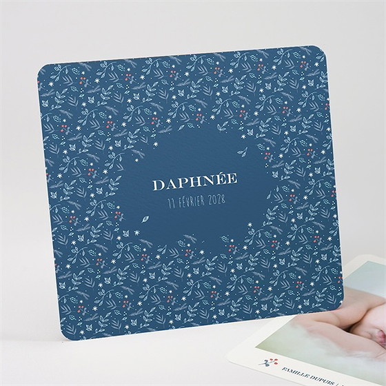Faire-part naissance fleurs et flocons