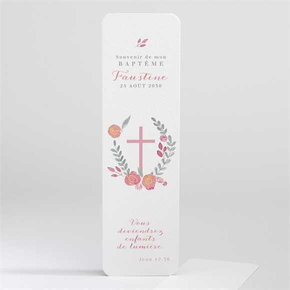 Signet baptême Cadre de fleurs réf.N20135