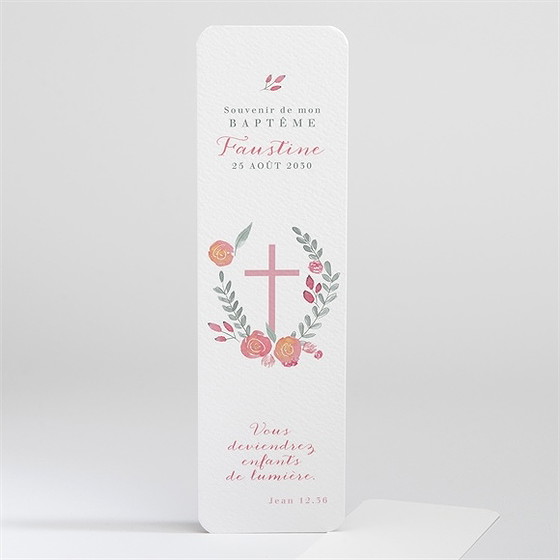 Signet baptême cadre de fleurs