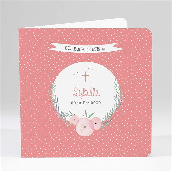 Faire-part de baptême motifs et fleurs