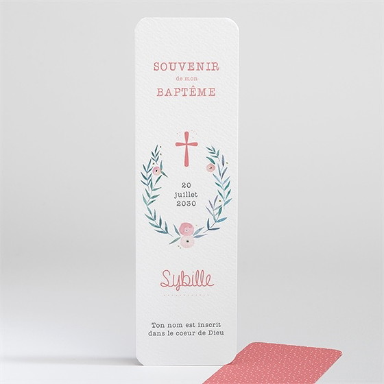 Signet baptême motifs et fleurs