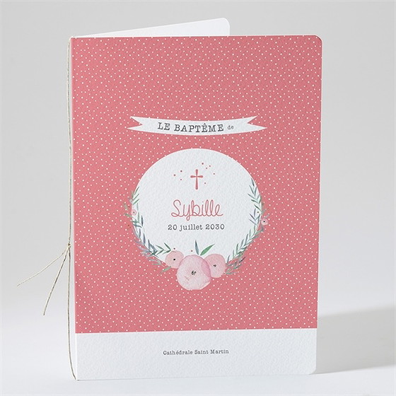 Livret de messe baptême motifs et fleurs