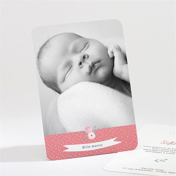 Remerciement baptême motifs et fleurs