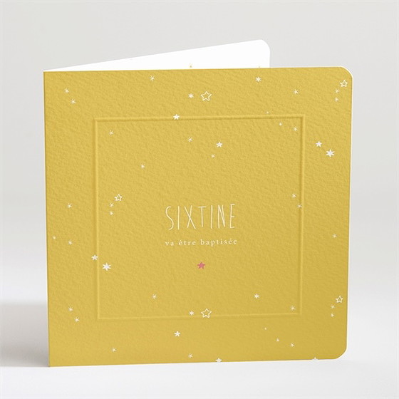 Faire-part de baptême jaune tendance