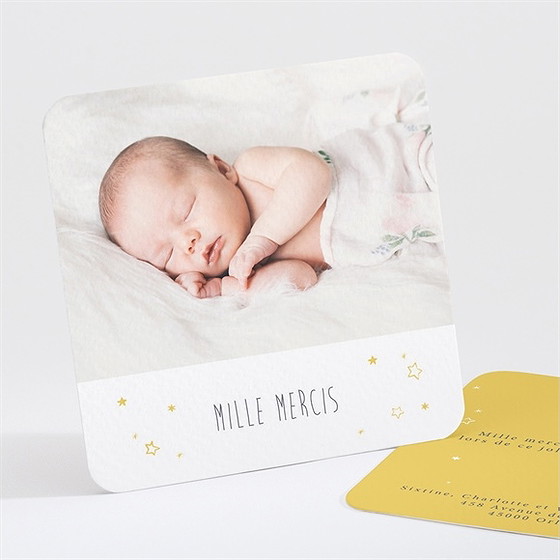 Remerciement baptême jaune tendance