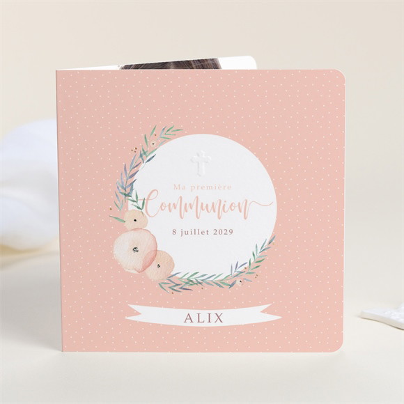 Faire-part communion Rose tendre réf.N451141