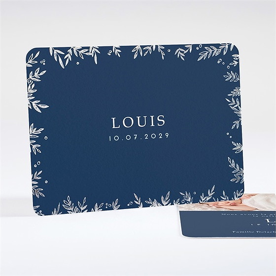 Faire-part naissance feuilles d'argent