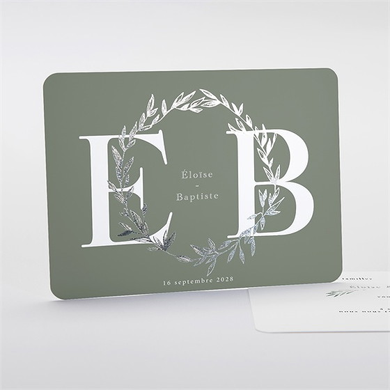 Faire-part mariage feuillage d'argent