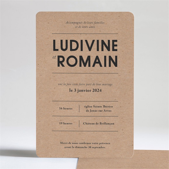 Faire-part mariage Romance vintage réf.N241177