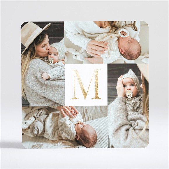 Faire-part naissance Initiale en patchwork réf.N35131