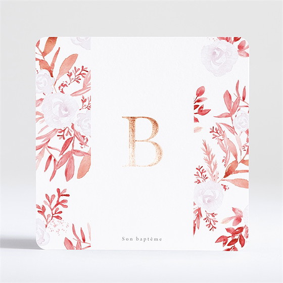 Faire-part de baptême initiale en cuivre végétal