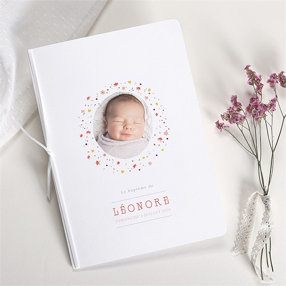 Livret de messe baptême portrait en tourbillon
