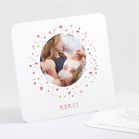 Remerciement baptême portrait en tourbillon