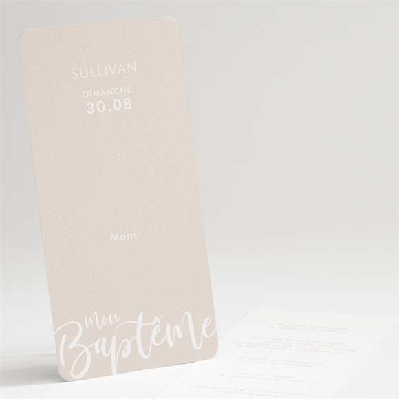 Menu baptême Lettre de cuivre réf.N221112