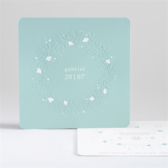 Faire-part naissance couronne gaufrage pour garçon