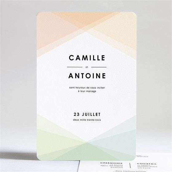 Faire-part mariage pastel géométrique