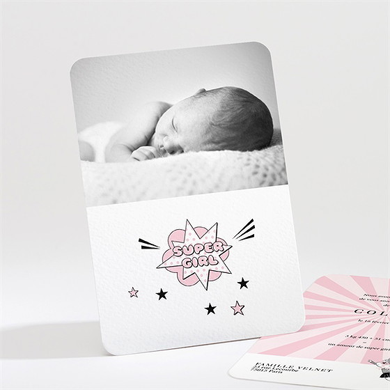 Faire-part naissance super girl
