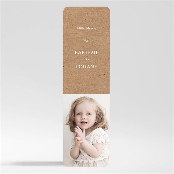 Remerciement baptême Kraft végétal réf.N200360