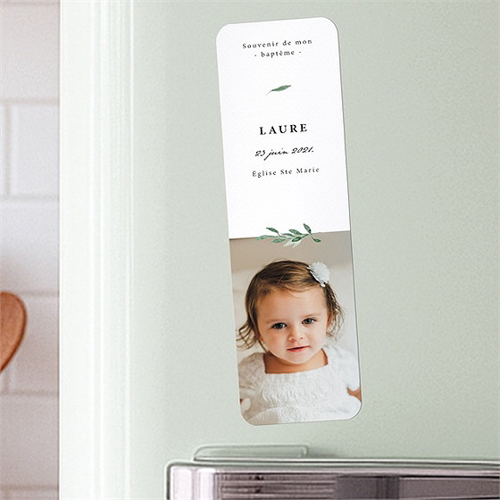 Signet baptême décoration végétale magnet