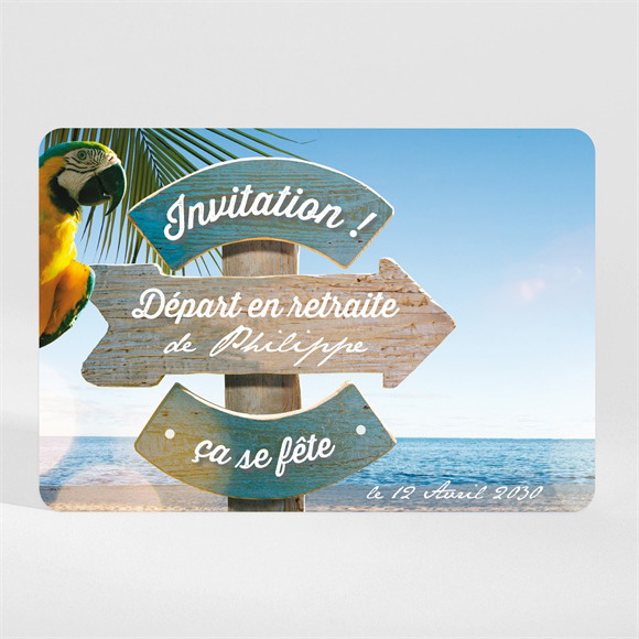 Carte invitation départ à la retraite Vacances méritées ! Magnet réf.N11059