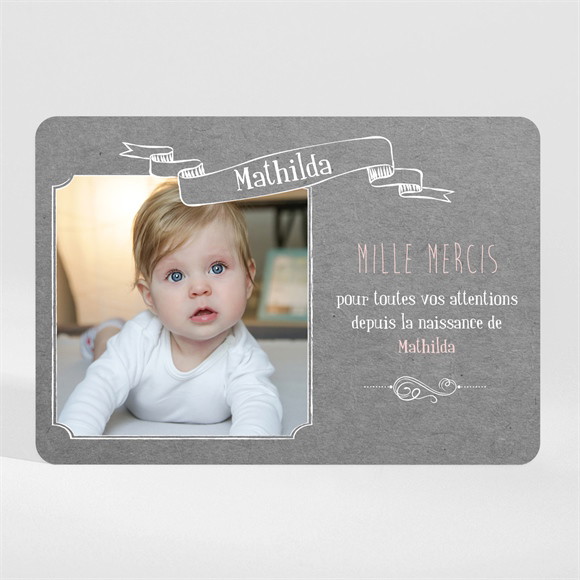 Remerciement naissance Touche Vintage réf.N11068