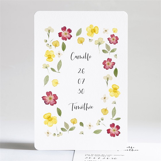 Faire-part mariage aquarelle de fleurs séchées