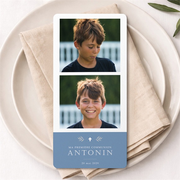 Menu communion Bleu myosotis réf.N221202