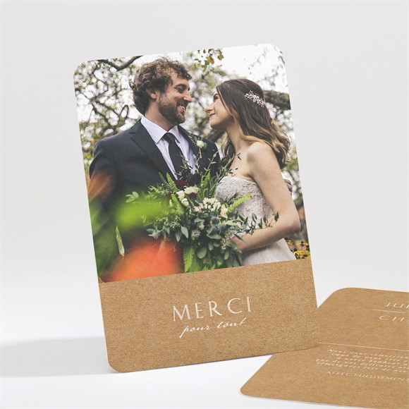 Remerciement mariage Kraft épuré réf.N211483
