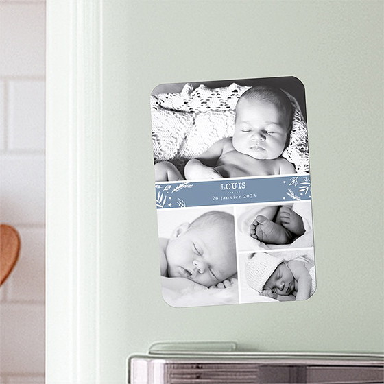 Faire-part naissance 4 belles photos magnet
