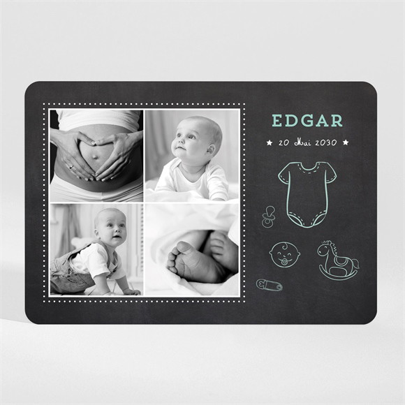 Faire-part naissance Tout en ardoise Magnet réf.N110116