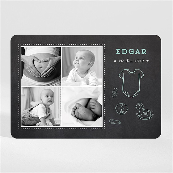 Faire-part naissance tout en ardoise magnet