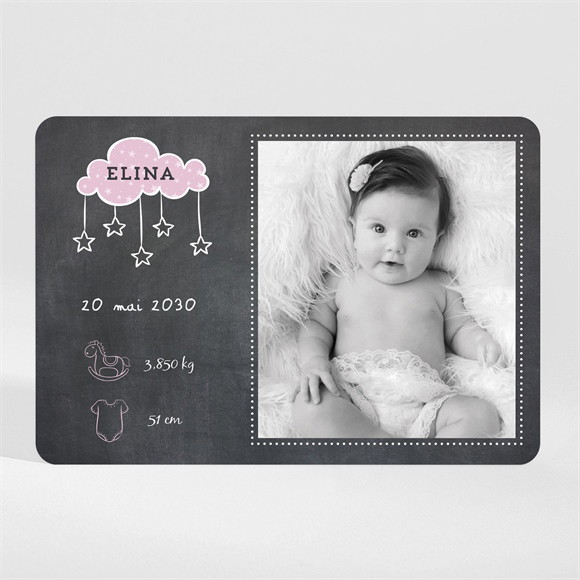 Faire-part naissance Origami ardoise magnet réf.N110118