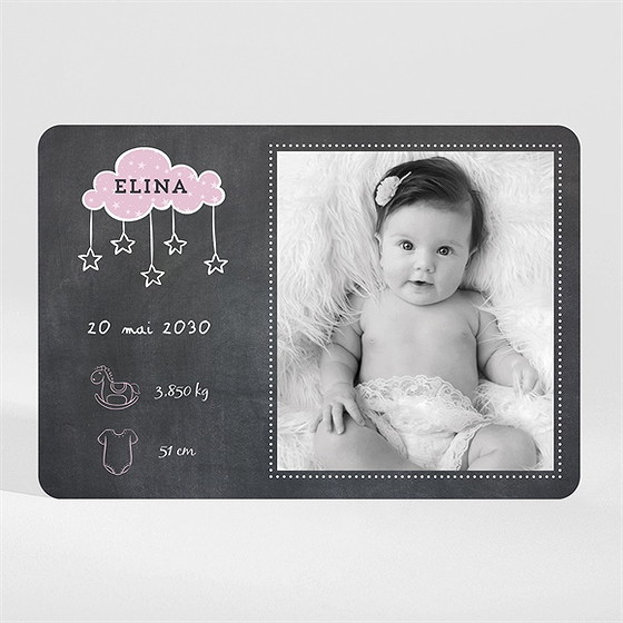 Faire-part naissance origami ardoise magnet