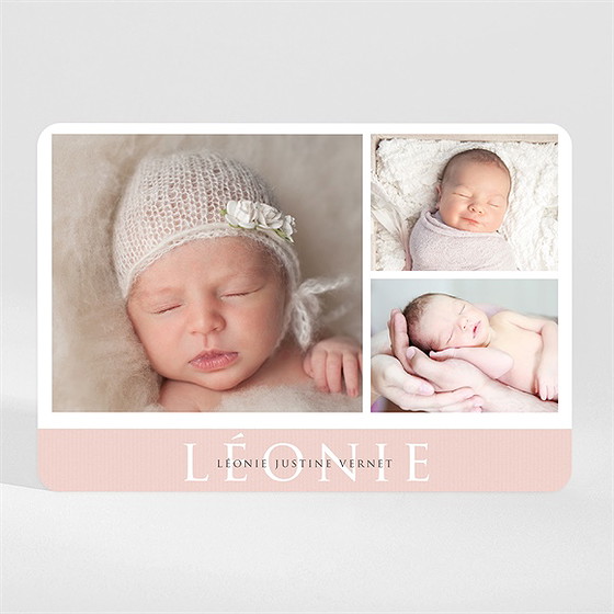 Faire-part naissance 3 photos une princesse magnet