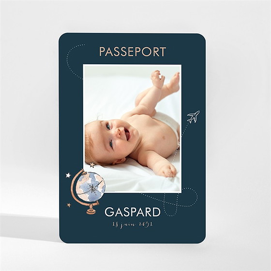 Faire-part naissance mon premier passeport magnet