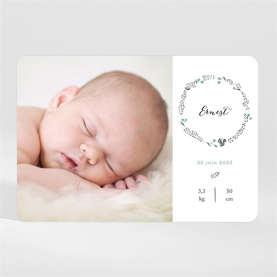 Faire-part naissance dans sa couronne magnet