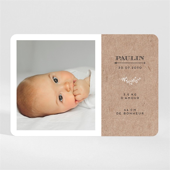 Faire-part naissance Kraft & Co magnet réf.N110146