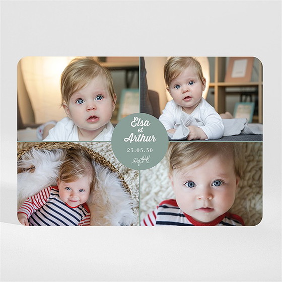 Faire-part naissance joyeuse mosaïque magnet