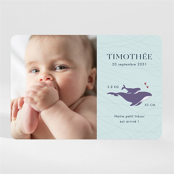 Faire-part naissance mon petit baleineau magnet