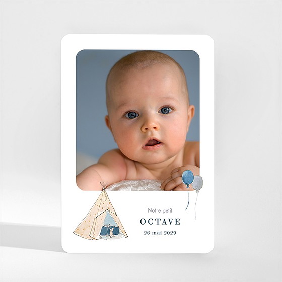 Faire-part naissance petit tipi magnet