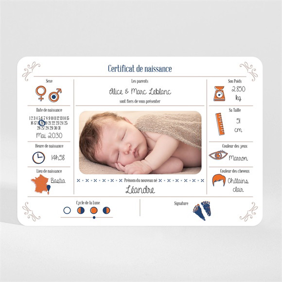 Faire-part naissance Jolis pictogrammes magnet réf.N110199