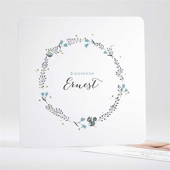 Faire-part naissance dans sa couronne dorure