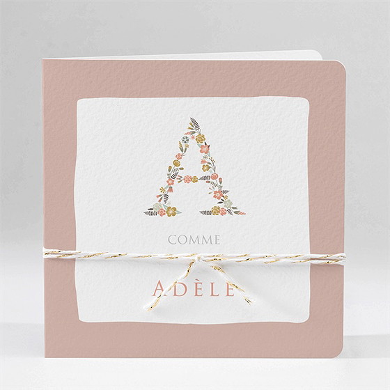 Faire-part naissance belle initiale plié