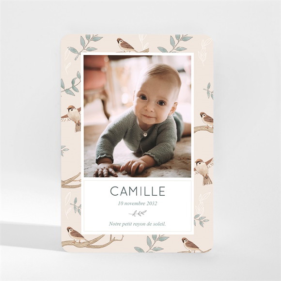 Faire-part naissance Sur un arbre perché magnet réf.N210155