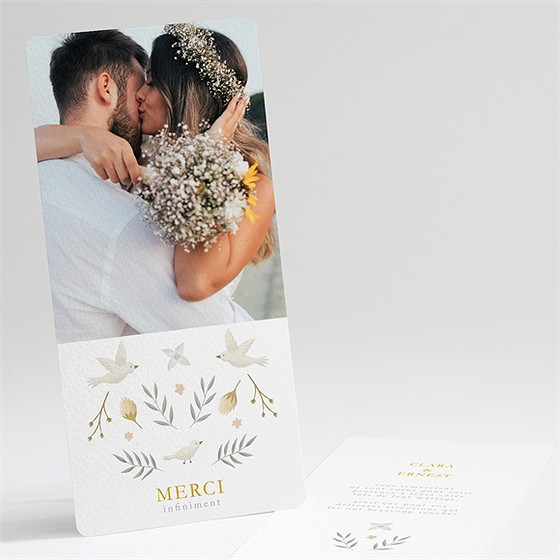 Remerciement mariage céleste allongé