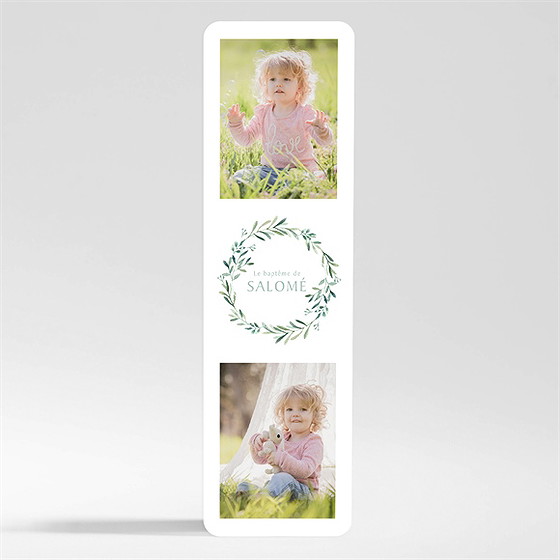 Faire-part de baptême feuilles et or magnet