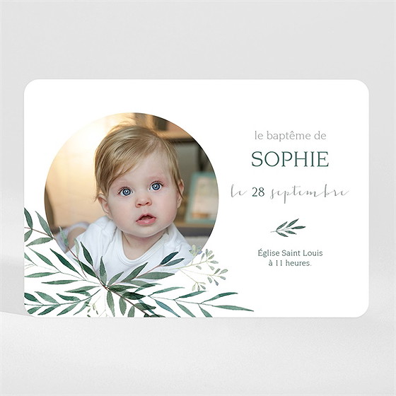 Faire-part de baptême jolie annonce champêtre magnet