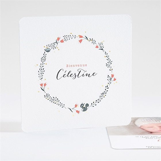 Faire-part naissance en rouge et noir dorure